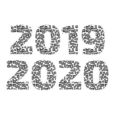 2019-2020 vector signs set on the black backgroundのイラスト素材