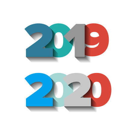 2019-2020 year color vector signs set with shadowsのイラスト素材