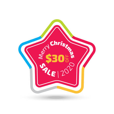 2020 Christmas sale banner with the star shape and shadowのイラスト素材