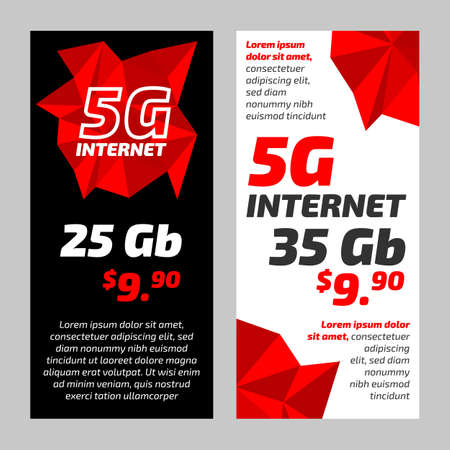 5g internet banners set on the black and white backgroundsのイラスト素材