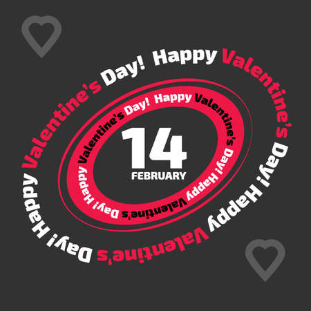 14 February Valentine Day vector icon on the black backgroundのイラスト素材