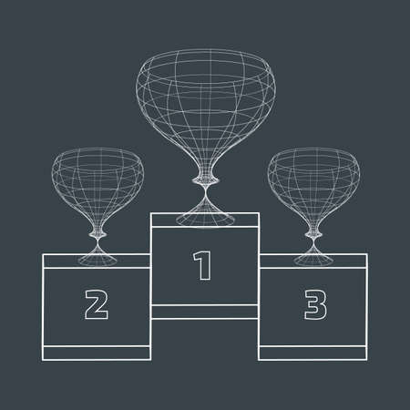 Outline three award icons on the black backgroundのイラスト素材