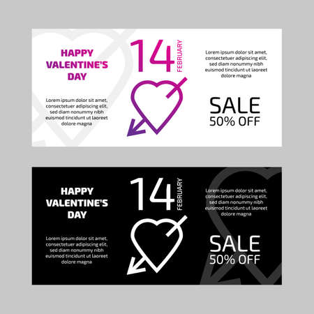 14 February Valentine Day sale banners on the white backgroundのイラスト素材