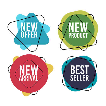 Geometric shapes sale badges set on the whiteのイラスト素材