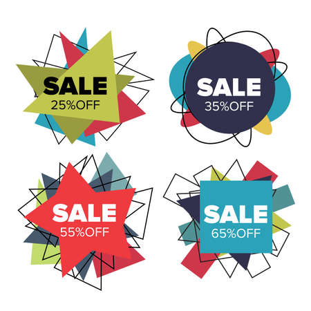 Geometric shapes sale badges set on the whiteのイラスト素材