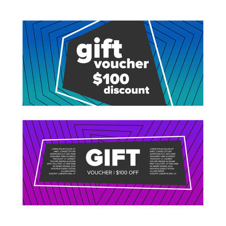 Gift voucher or coupon set. Color gradientのイラスト素材