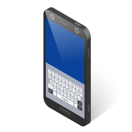 Black isometric smartphone with keypad, left viewのイラスト素材