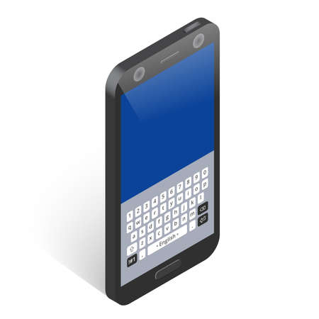 Black isometric smartphone with keypad, right viewのイラスト素材