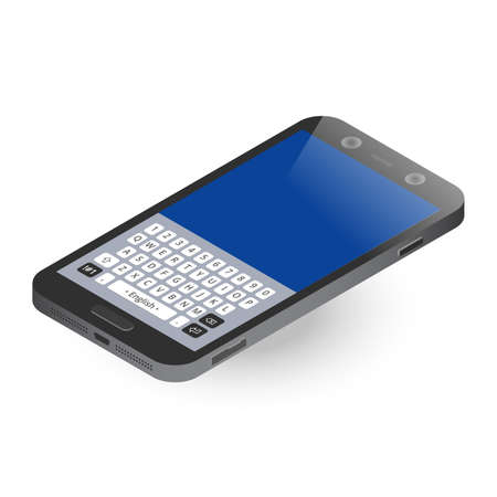 Black isometric smartphone with keypad, top viewのイラスト素材