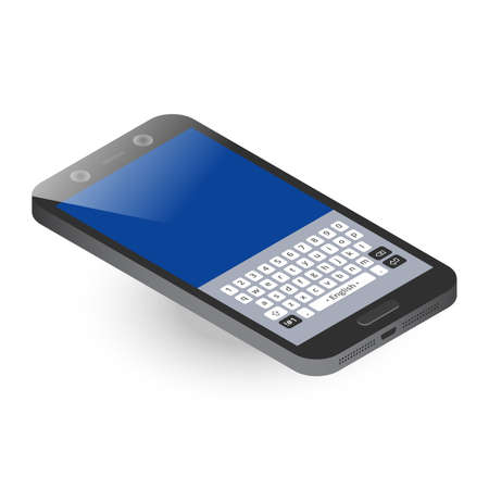 Black isometric smartphone with keypad, top viewのイラスト素材
