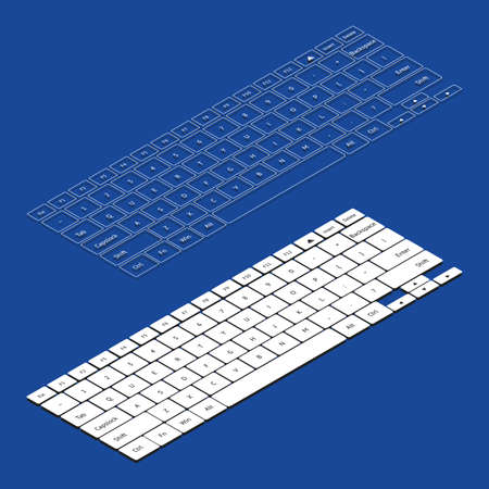 Isometric vector keyboards on the blue backgroundのイラスト素材