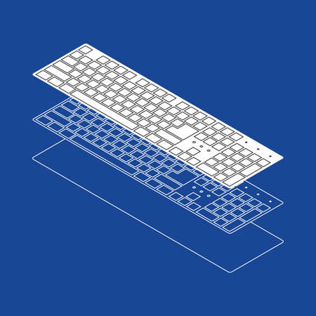 Isometric vector keyboards on the blue backgroundのイラスト素材