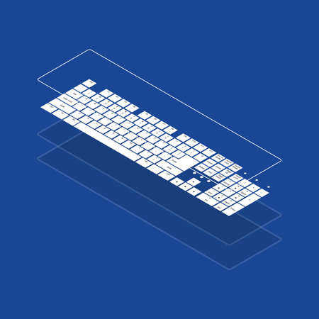 Isometric vector keyboards on the blue backgroundのイラスト素材