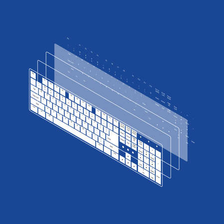 Isometric vector keyboards on the blue backgroundのイラスト素材