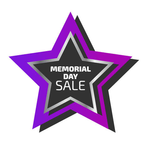 Memorial Day banner on the star shape with the shadowのイラスト素材