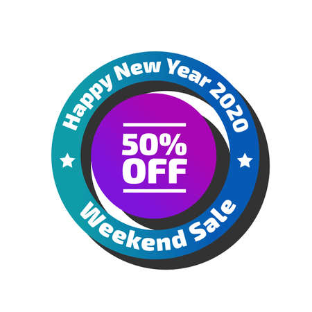 Happy new year 2020 weekend sale, vector bannerのイラスト素材