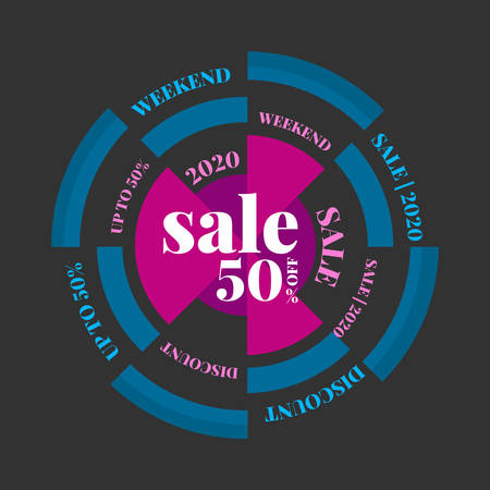 Sale promo. Circle vector banner on blackのイラスト素材