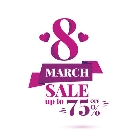 International Women Day. Pink vector sale bannerのイラスト素材
