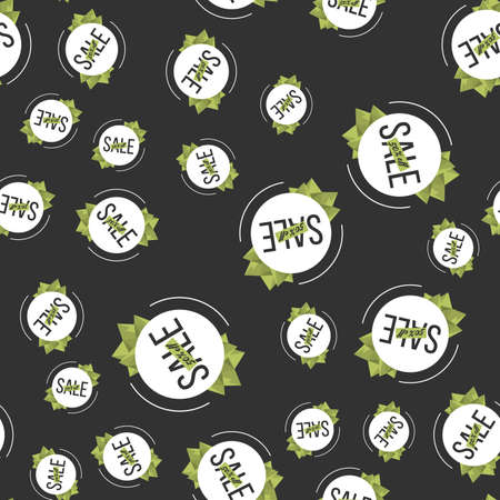 Sale sticker. Seamless vector pattern on the blackのイラスト素材