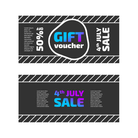 4th July Gift voucher. Black background setのイラスト素材