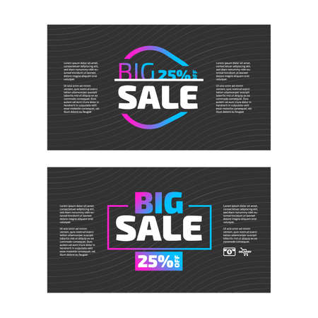 Big sale banners set on the black backgroundのイラスト素材