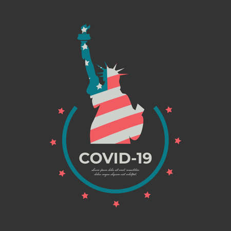 USA COVID-19 Coronavirus vector label on blackのイラスト素材