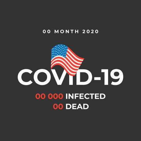 COVID-19 banner with USA flag on the blackのイラスト素材