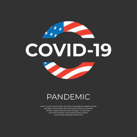 COVID-19 banner with USA flag on the blackのイラスト素材