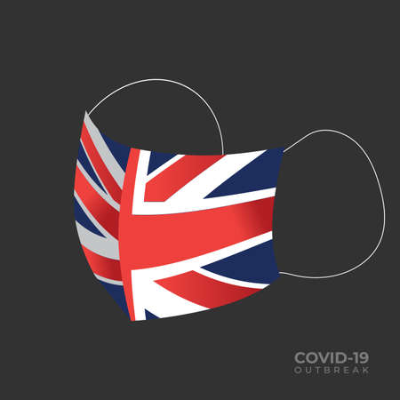COVID-19 Protection Vector Mask with the UK flagのイラスト素材