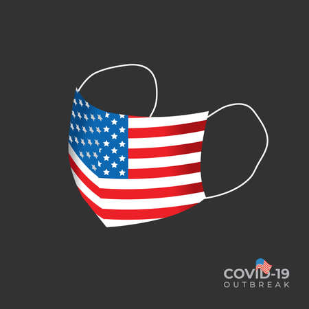 COVID-19 Protection Vector Mask with the USA flagのイラスト素材