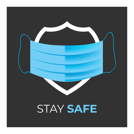 Stay Safe vector banner with the shield and maskのイラスト素材