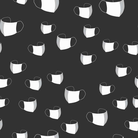 Vector seamless pattern with white face masksのイラスト素材