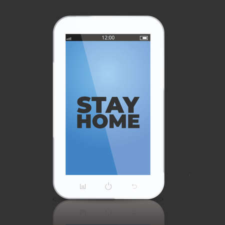 Stay Home banner with the smartphone on the black backgroundのイラスト素材