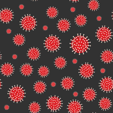 Covid-19 virus vector seamless pattern on blackのイラスト素材
