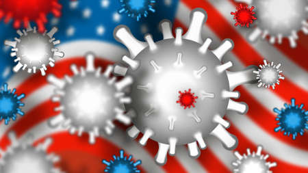 Coronavirus in USA theme. Raster red wallpaperの写真素材