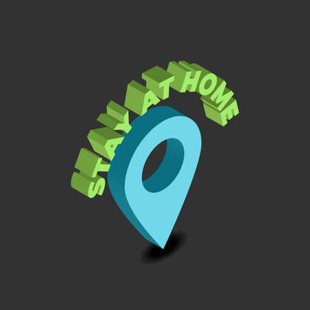 Stay at home isometric icon with map pointerのイラスト素材