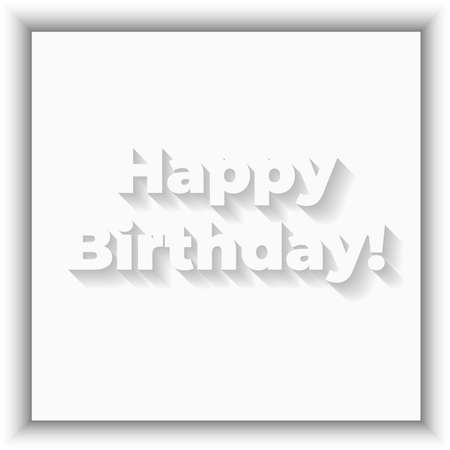 Happy birthday vector white banner with shadowのイラスト素材