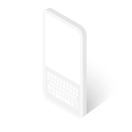 White smartphone with shadow and keypad on the white backgroundのイラスト素材