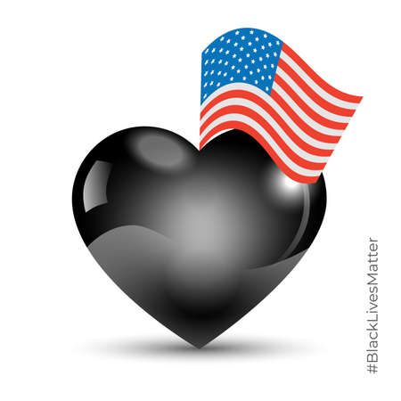 Black Lives Matter banner with the heartのイラスト素材
