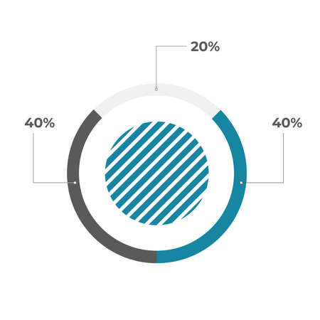 Pie chart flat design vector template on whiteのイラスト素材