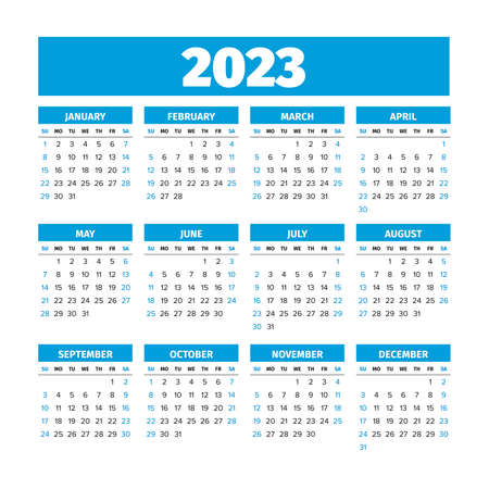 2023 Calendar with the weeks start on Sundayのイラスト素材