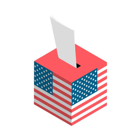 USA election. Ballot box with American flag. Isometric vector illustrationのイラスト素材