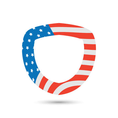Vector shield with USA flag with shadowのイラスト素材
