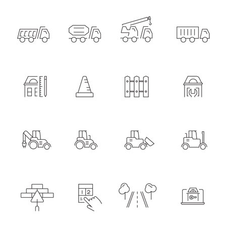 Vector line icons set of construction and architectureのイラスト素材