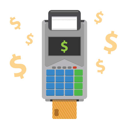 Credit card machine. Flat illustration