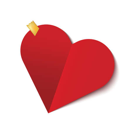 Red heart sticker. Valentines Day card. Isolated on white. Element for your holiday design.のイラスト素材