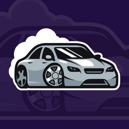 Sport car vector illustration. Drift car logo design.のイラスト素材