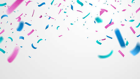Colorful confetti isolated on white background. Falling festive confetti with motion blur. Celebration backdrop for your design. Vector illustration.のイラスト素材