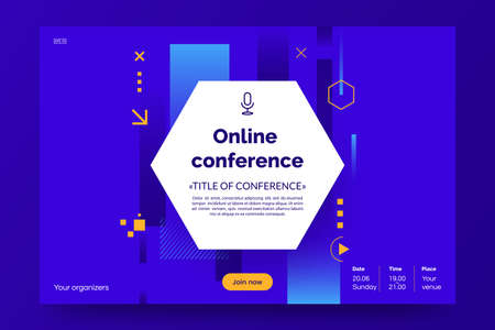 Invitation banner to the online conference. Business webinar invitation design. Announcement poster concept. Modern abstract background with place for text. Vector eps 10.のイラスト素材