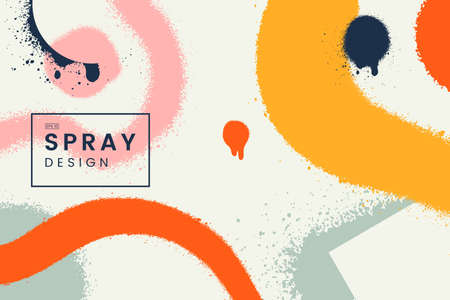 Abstract vector background with spray paint texture. Colorful graffiti backdrop with blots of paint and place for text. Contemporary poster concept. Art banner design. Grunge style.のイラスト素材